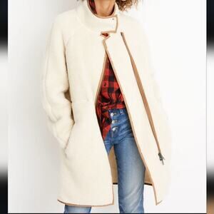 Madewell Cream Full Zip Sherpa Cocoon Jacket L
